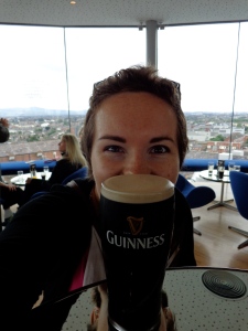 Pulling a pint at the Guinness Brewery in Dublin.