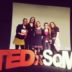 At TedxSquareMile. Saturday 8th November, 2014. With my support crew - Gemma, Sarah, Viv and Z #amazinghumans