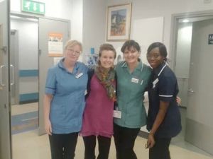 Last round of Herceptin - 31/10/14. With my amazing Chemo Nurses - Helen, Renata and Nse